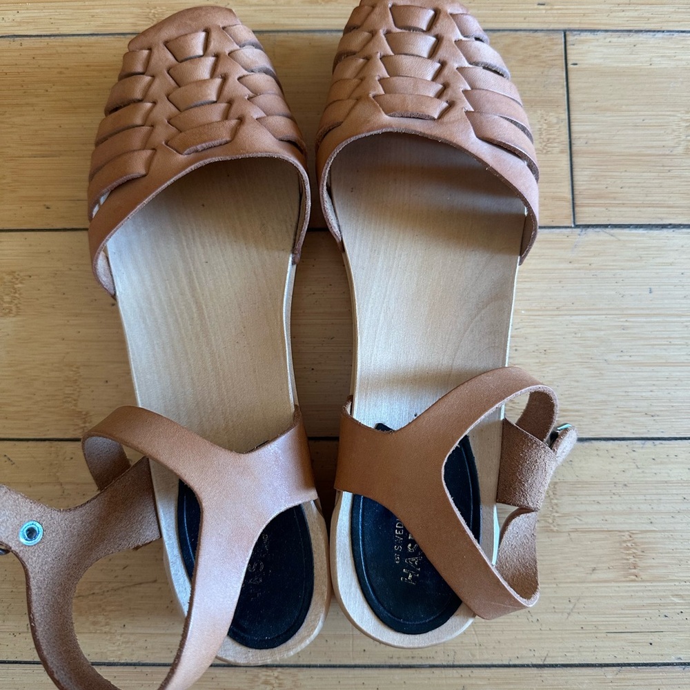 Swedish Hasbeens Brown Leather Sandals